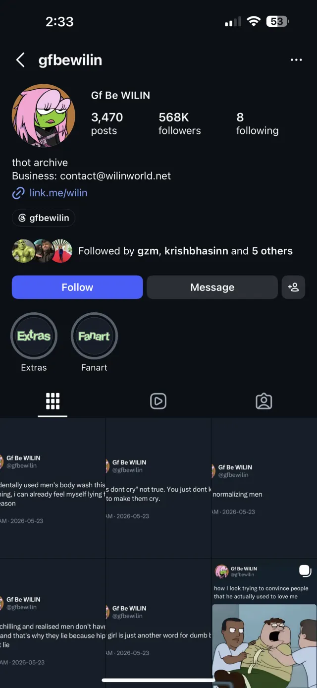 @GfBeWilin Instagram profile